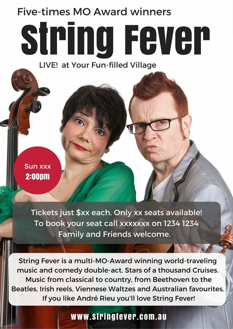 Residential village entertainment poster by String Fever